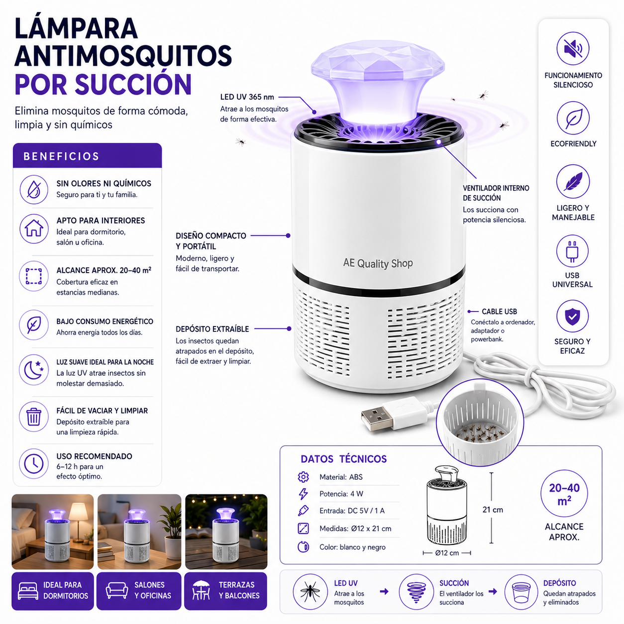 Lámpara Antimosquitos Eléctrica