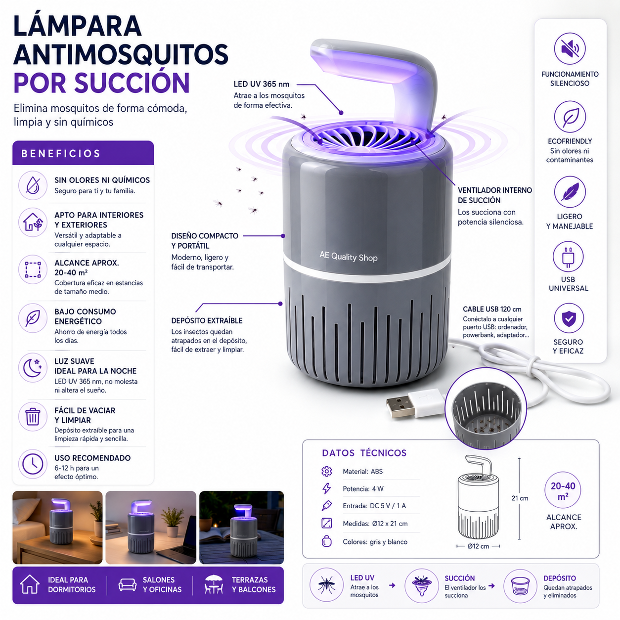 Lámpara Antimosquitos LED UV
